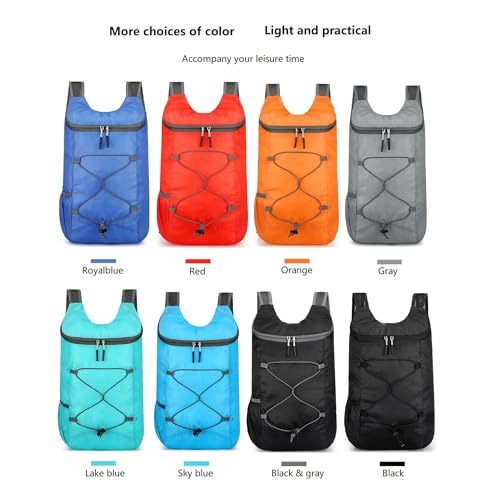 levayhill 16L Foldable Hiking Backpack,Small Packable Daypack,Red | Lightweight ,Outdoor Collapsible Rucksack,Ultralight Folding Back Pack, Water Repellent, Men Women Travel Gym, Easy Carry-on - color: Red