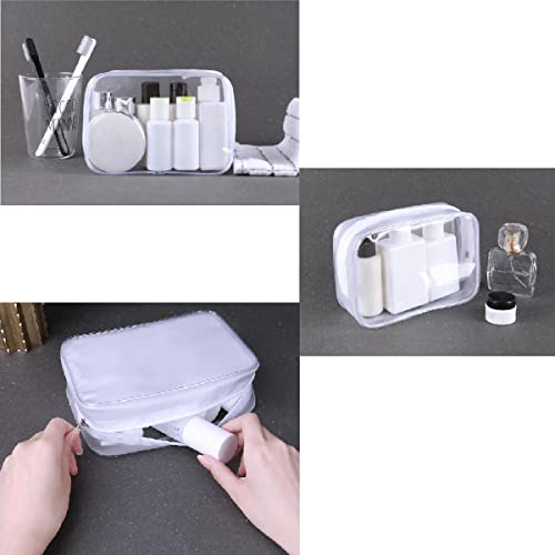 BEFORYOU 6 Pack Clear Toiletry Carry Pouch with Zipper Portable Plastic Waterproof Cosmetic Bag TSA Approved for Vacation Travel Bathroom and Organizing (White, Small and Large) - size: Small and Large bags