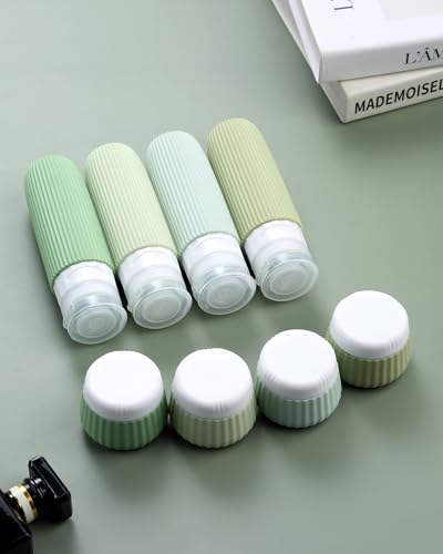 Mrsdry Travel Bottles 8 Pack, TSA Approved 3 oz Travel Containers with Clear Bag, Leak Proof Silicone Squeezable Essentials Jars - color: Water Green, size: Bottle 3oz Jars 1oz