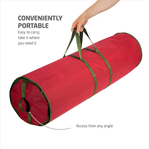ZOBER Round Christmas Gift Wrapping Paper Organizer Storage - 40 Inch Gift Wrap Storage Containers - Wrapping Paper Holder, Waterproof, Fits 25 Standard Rolls - Red - color: Red and Green Fabric Round