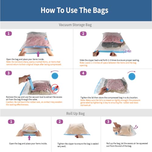 20 Pack Space Saver Vacuum Storage Bags Everyday Set | Vacuum Sealed Compression Bags with Hand Pump, Space Saving for Clothing, Travel, Bedding, Blankets, Comforters, Pillows - size: 20-Pack-H