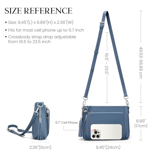 befen Anti Theft Genuine Leather Crossbody Bags for Women Handbags and Shoulder Basg with Built in Wallet RFID Leather Purse - color: Blue