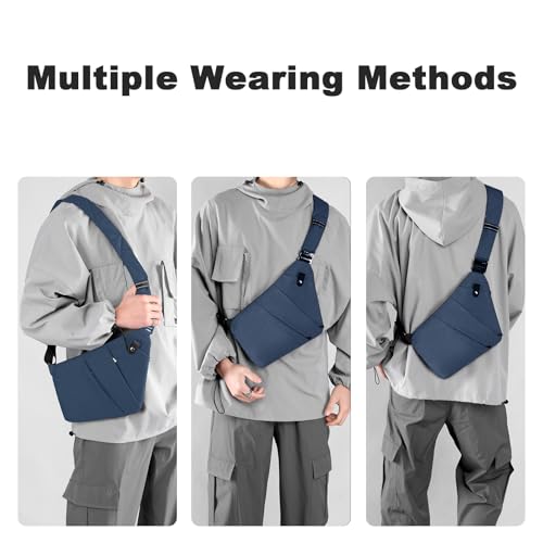 Anti Theft Travel Bag, One Shoulder Large Capacity Cross-body Bag Chest Fashion Lightweight Sling Bags for Travel Sports - color: Blue, style: Left Shoulder