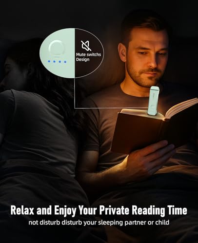 HIONXMGA Book Reading Light,Silent Touch Books Lamp for Reading in Bed,Rechargeable Clip on Booklight with 3 Amber Colors & 7 LEDs Precise Dimming for Eye Caring Night Reading,Book Lovers,Kids,Mint - color: Mint