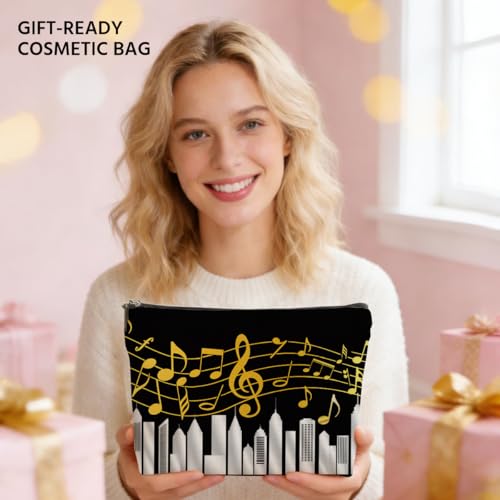 JIUWEIHU Piano Keys Makeup Bag, Musical Cosmetic Bags Travel Organizer Bag Zipper Pouch, Christmas Birthday Gifts for Pianist Music Lover Women Friend Colleague Sister Musicians - color: Multicolor 0064