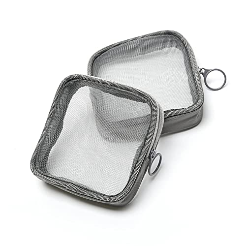 patu Mesh Travel Toiletry Bag, Transparent Standing Pouch, Portable Shaving Washing Kits Organizer, Personal Care Trip Case, Pack of 2 (Size S), Gray - size: S, Gray (2 pcs)
