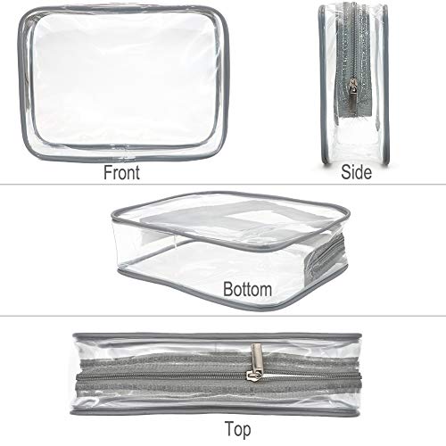 APREUTY Clear Makeup Bags, TSA Approved 6Pcs Cosmetic Makeup Bags Set Clear PVC with Zipper Handle Portable Travel Luggage Pouch Airport Airline Bags Bathroom (Gray) - color: Gray-6PCS (Large+Medium+Small)