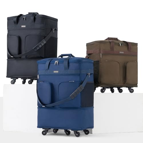 Hanke Expandable Collapsible Luggage with Wheels, Black Upgrade Version 2, 98L, Water-Resistant, 5 Spinner Wheels, 3 Pockets, Polyester, 19x13x27.2 inches, 6.1lb, Carry-On Luggage, Travel, Vacation - color: Black Upgrade Version 2