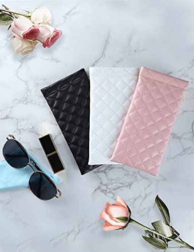 Squeeze Top Sunglass Pouch - Portable Sunglass Organizer Pouch Bags Soft PU Leather Glasses 2 Pack - color: Black-light Green