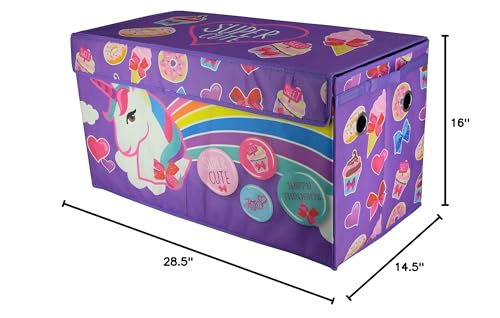 Idea Nuova JoJo Siwa Collapsible Children’s Toy Storage Trunk, Durable with Lid, Purple - color: Jojo Siwa