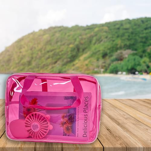 Hot Pink Star Large Cosmetic Bag 12x5x8 inch Travel Pouch with Handle,Durable PVC Material,Zipper Design-Ideal for Makeup,Travel Essentials - color: Pink