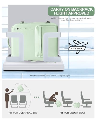 VGCUB Travel Backpack for Women Men for Spirit Airlines Personal Item Bag 18x14x8 Inches Laptop College Backpack,Waterproof Carry on Flight Approved Work Backpack Mochila de Viaje,Large Mint green - color: (Mint Green), style: X-large