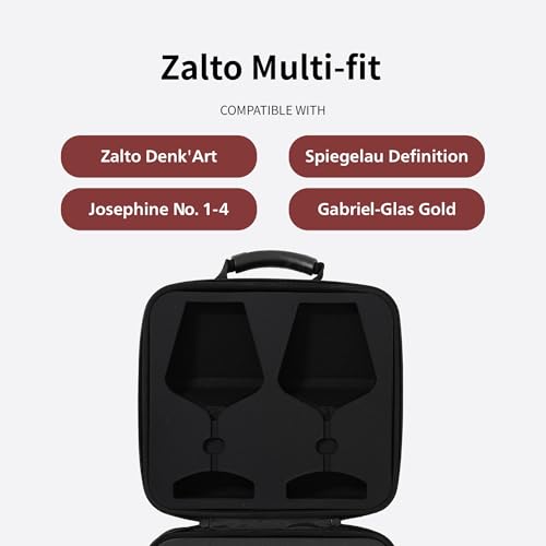 Woven Hardshell 2-Glass Wine Glass Case for Zalto (Glasses Not Included), Protective Stemware Carrier with Precision-Cut Multi-Fit EVA Foam for Travel and Storage - size: Zalto & Spiegelau Multi-fit