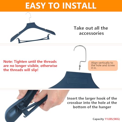 Suit Hangers for Men 6 Pack, Blue Coat Hangers Extra Wide Non Slip Width 17.7", Thick Plastic with Pants Bar & Metal Hook - color: Blue, size: 6 Pack
