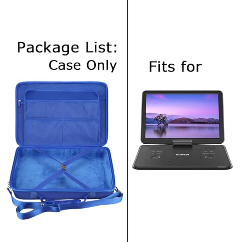 Tourmate Hard Storage Case for BOIFUN/YOTON/POFOTO/PJGCWB/WONNIE 17.5" Portable DVD Player,14'' 15.5" 15.7" 16.9" With Fixed Spring Rope EVA Box (Only Case) (Blue) - color: Blue