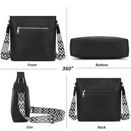TANTOMI Crossbody Bags for Women Casual Crossbody Purses for Women Travel Shoulder Bag Handbags with Adjustable Strap - color: Black