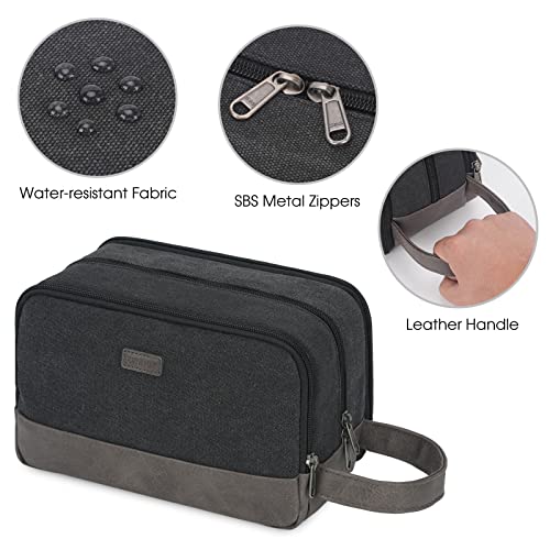 WANDF Travel Toiletry Bag for Men Large Toiletries Shaving Bag Water Resistant Hanging Dopp Kit Travel Accessories Bag for Women Men (Black) - color: Black