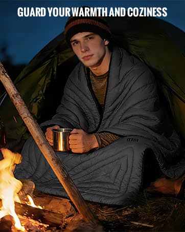 1TG Tactical Camping Blanket, Packable, Lightweight Camp Quilt with Zipper, Multifunctional Outdoor Sleeping Blanket for Backpacking, Travel, Stadium, Beach