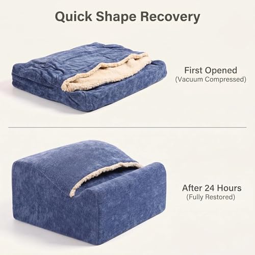 Foot Rest for Under Desk at Work, Office Footrest with Warm Feet Pocket,Ergonomic Under Desk Footrest with Washable Cover, Stool for Office Chair & Back &Pain Relief, (Blue+) - color: Blue+