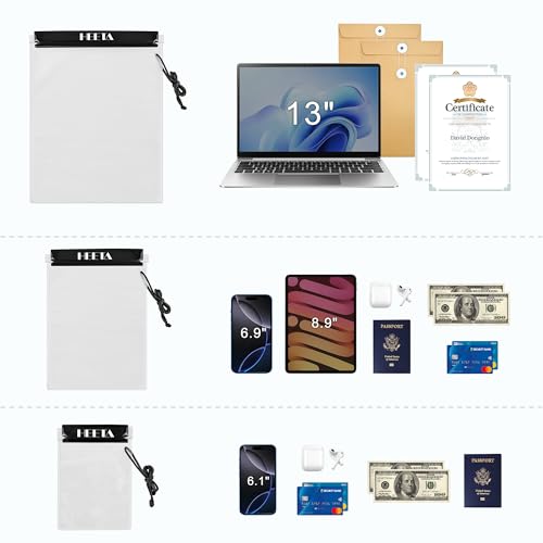 HEETA 5-Pack Clear Waterproof Dry Bag Pouch, Water Tight Cases Dry Bags Document Holder for Camera Mobile Phone Maps, Kayaking Boating - color: Black