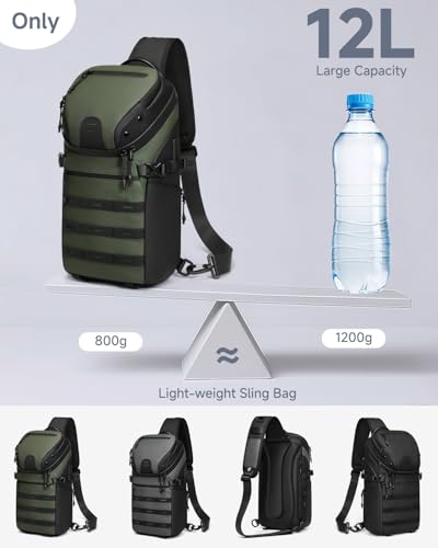 Somago Crossbody Sling Backpack Sling Bag Travel Hiking Chest Bag Daypack Single Shoulder Bag (Army Green) - color: Army Green