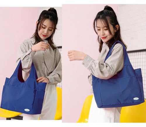 Extra Large Insulated Lunch Tote Bag for Women Men, Leakproof Cooler Lunch Box Shoulder Purse with Side Pockets for Work - Blue - color: Blue