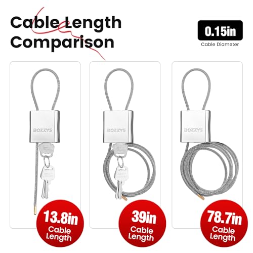 Cable Lock with 3 Keys | L 6.56ft(2m),D 1/6in(4mm) Adjustable Steel Cable Padlock | Aluminum Locks for Bikes, Gate, Lockers & Outdoor Gear | Weatherproof& Silver - color: silver-L 6.56ft(2m),D 1/6in(4mm)