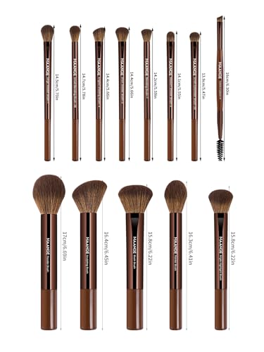 MAANGE 13 PCS Makeup Brushes Professional Make Up Brushes Premium Synthetic Powder Concealers Brushes Travel Makeup Brush Set with Case (Brown) - color: Brown