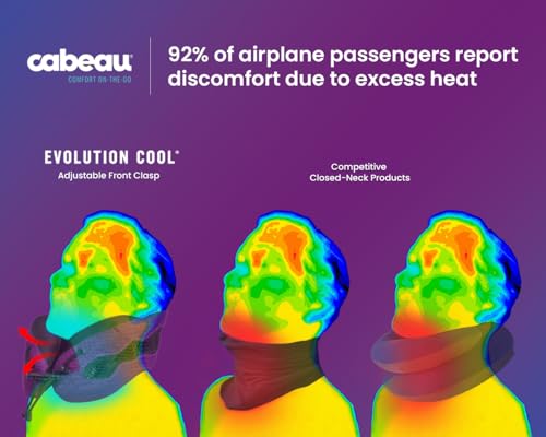 Evolution Cool Travel Neck Pillow by Cabeau - Cooling Airflow Vents, Memory Foam Neck Support, and Adjustable Clasp - Comfort On-The-Go with Carrying Case - Airplane, Train, Car, and Gaming (Blue) - color: Blue