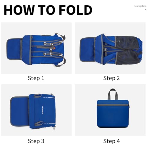 45L Lightweight Packable Backpack – Durable Foldable Daypack for Travel, Hiking, and Gym (Blue) - color: 45l-blue