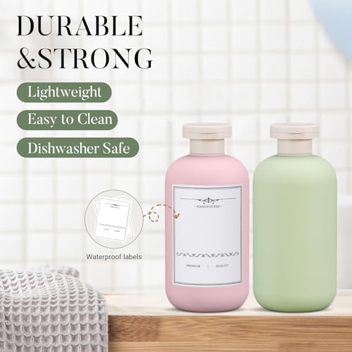 Travel Shampoo Bottle, Empty Plastic Squeeze Bottles 10oz with Flip Cap, Lotion Container for Tavel Size Shampoo and Conditioner - color: Blue+Green+Pink, size: 10 oz