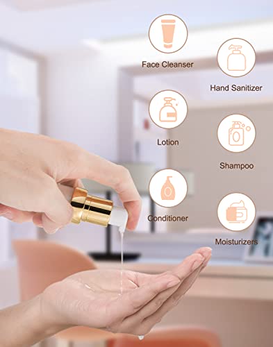 Gold 15ML 0.5 oz Airless pump bottle Toiletries Travel Size containers airport essentials Dispenser with Box Reusable mini lotion plastic travel bottles 4 Packs - size: 15 ML