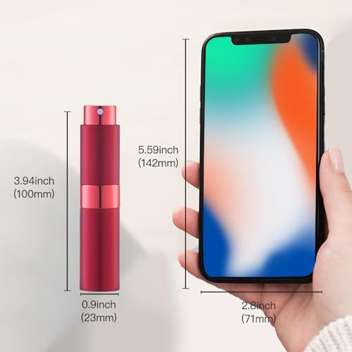 LISAPACK 8ML Atomizer Perfume Spray Bottle for Travel, Empty Refillable Cologne Dispenser, Portable Sprayer (Wine Red) - color: Wine Red