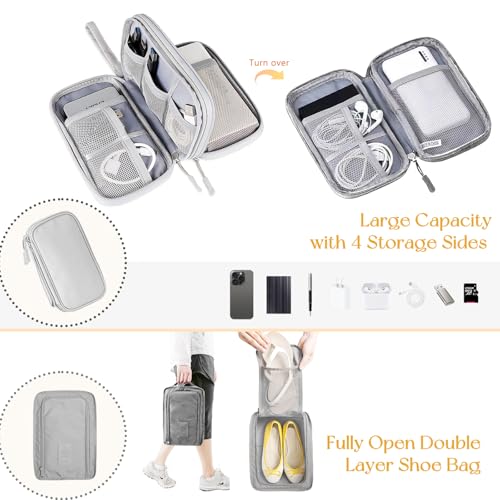 SNAIL GARDEN 8 Pack Compression Packing Cubes Set with Cable Organiser,Pill Box,Shoes Packing Organizer,Lightweight Compression Bags for Travel,4 Sizes Luggage Organizer Bags