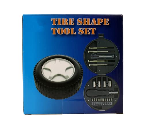 20-Piece Mini Tool Kit in Tire-Shaped Case – Compact DIY Repair Set with Screwdriver Bits, Sockets, Utility Blade & Precision Tools for Home, Car, Office, Travel – Portable Giftable Tool Set