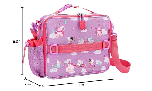 Bentgo Kids Lunch Bag - Durable, Double-Insulated Lunch Bag for Kids 3+; Holds Lunch Box, Water Bottle, & Snacks; Easy-Clean Water-Resistant Fabric & Multiple Zippered Pockets (Fairies) - color: Fairies
