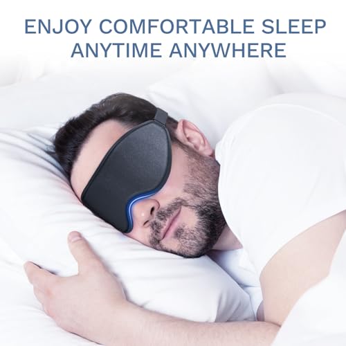 FlyCoco 99% Fully Block Out Light Eye Sleep Mask, 3D Deep Contoured Eyes Cover Zero Pressure, Long Lash Extension Eyes Mask with Adjustable Straps for Sleeping Travel Home Nap Rest Women Men (Black) - color: Black