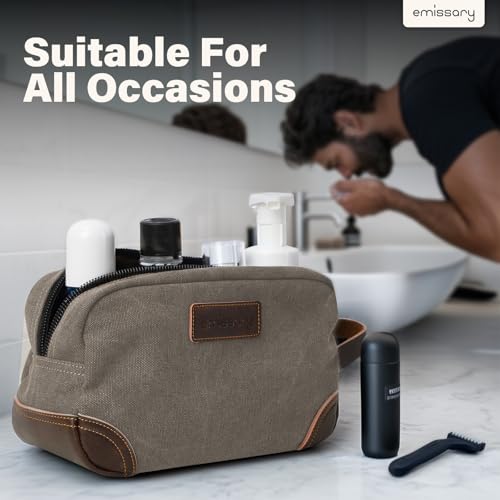 emissary Mens Travel Toiletry Bag, Dopp Kit for Men, Travel Bathroom Shaving Kit Bag for Men,Kit Small Bag for Travel (Light Gray) - color: Light Gray