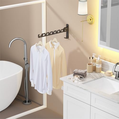 Wall Mounted Clothes Drying Rack, Wall Clothes Hanger Hook for Laundry Room Hanger Foldable, Wall Clothes Rack Indoor, Perfect for Small Spaces, Matte Black 2 Packs - color: Black 2 Pack