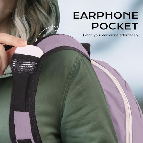 VPBAGE 15L Water-resistant Hiking Daypack for Women, Small Backpack Travel Outdoor, Lightweight Day Pack with Tool Loops - color: Light Purple
