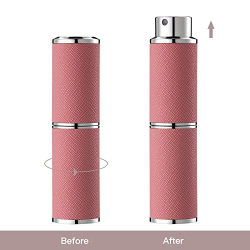 Travel Perfume Bottle Refillable - 8ML Leather Empty Mini Cologne Spray Atomizer Men - Small Fragrance Sample Sprayer - Portable Refill Travel Essentials Container with Black Pink - color: Black, Pink