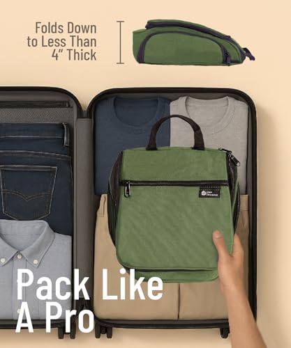 D&D Wanderlust D&D Hanging Travel Toiletry Bag for Men and Women – Cosmetics, Makeup and Toiletries Organizer Kit with 10 Compartments - color: Green Large