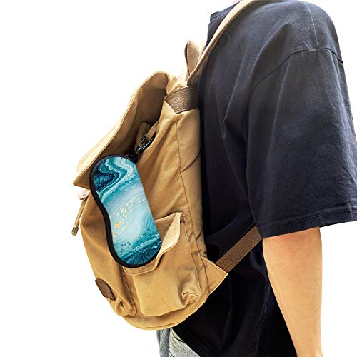 Sunglasses Soft Case with Carabiner Ultra Light Neoprene Zipper Glasses Case - color: Blue Marble