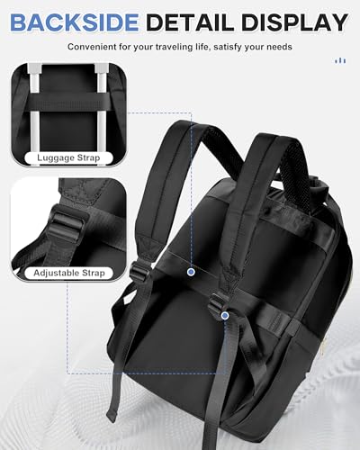 wepadre Small Travel Backpack Carry on Flight Approved Personal Item Travel Bag Carry on Backpack for Women Work Laptop Backpack for Traveling Carry on Luggage Mochila De Viaje - color: Black & Gold