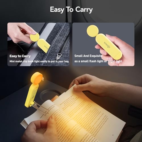 VAVOFO USB Rechargeable Book Light, Blue Light Blocking, Amber Clip-On Bookmark Shaped Reading Light with 6 LEDs and 9 Modes for Bedtime Reading - color: Yellow