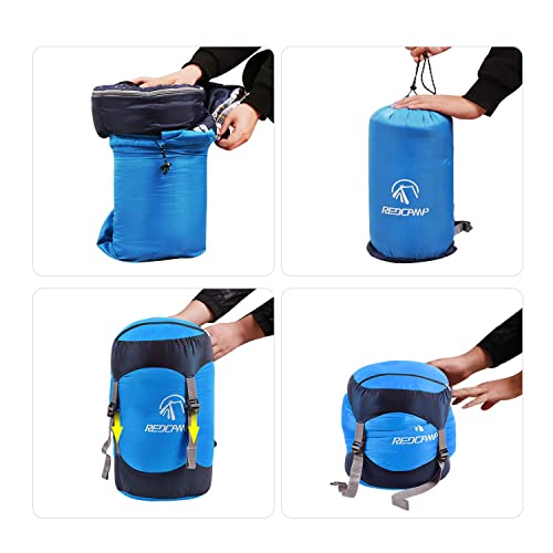 REDCAMP Nylon Compression Stuff Sack, 10L/17L/27L/40L Lightweight Sleeping Bag Compression Sack Great for Backpacking, Hiking and Camping,Blue/Yellow/Army Green/Black - color: Blue,27l, size: Large