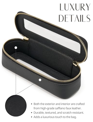 Popvibe Clear Makeup Bag Travel Cosmetic Case Transparent Toiletry Bag with Zipper, Portable Make Up Organizer Traveling Compact Car Bag for Essentials - color: Black, style: Slim Sleek