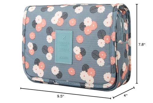 L&FY Hanging Travel Toiletry Bag Women's Cosmetic Organizer Makeup Case Pouch Men's Shaving Kits With Handle (Blue Flower) - color: Blue Flower, size: Compact Size