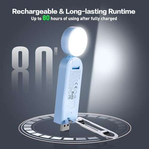 VAVOFO USB Rechargeable Book Light, Blue Lighting Blocking, Amber Light Clip On Bookmark Shaped 6 LEDs Reading Light, Eye Care for Bookworms Reading in Bed with 9 Lighting Modes (Light Blue) - color: Light Blue