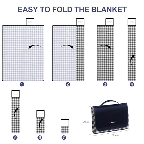 HX&OD Picnic Blanket Outdoor Extra Large Picnic Mat 80"X60" Camping Blanket Beach Blanket Foldable Waterproof Sand Mat Hiking Travel Family Concerts(Blue) - color: Blue, size: 80”x 60”